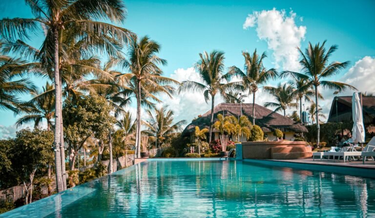 resort swimming pool in summer